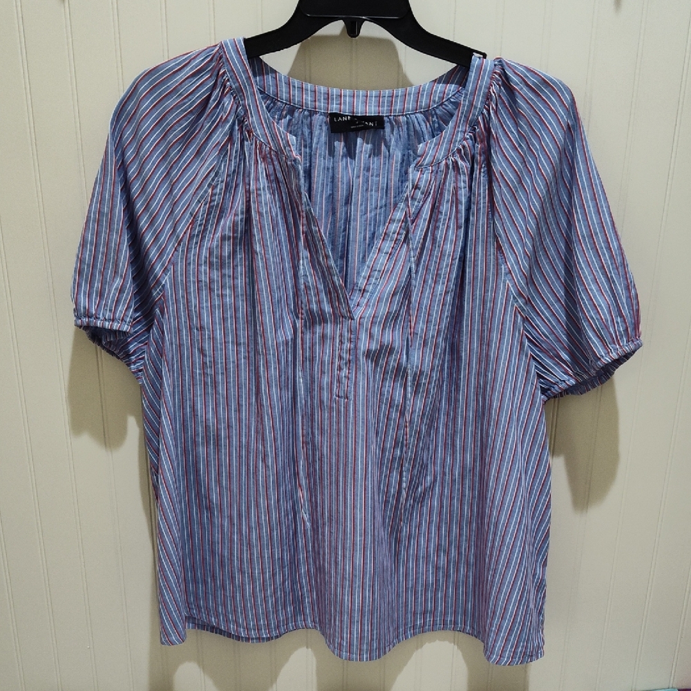 Lane Bryant Striped Blue and Red Blouse